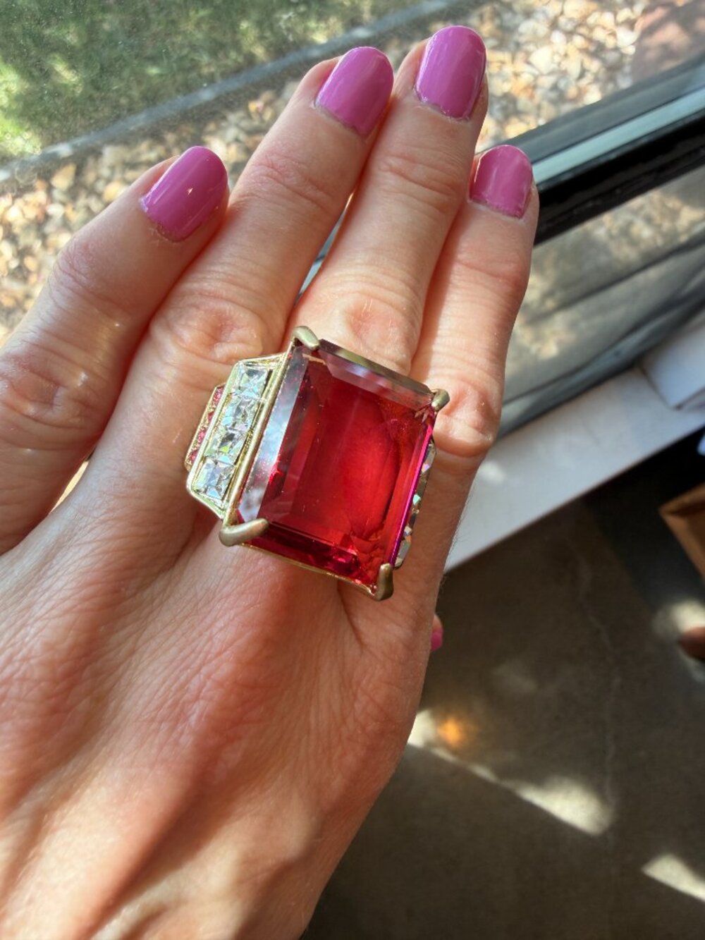 NIB Massive HEIDI DAUS Rock Ensemble Crystal Deco Rose Ring! - 6.5/6.75